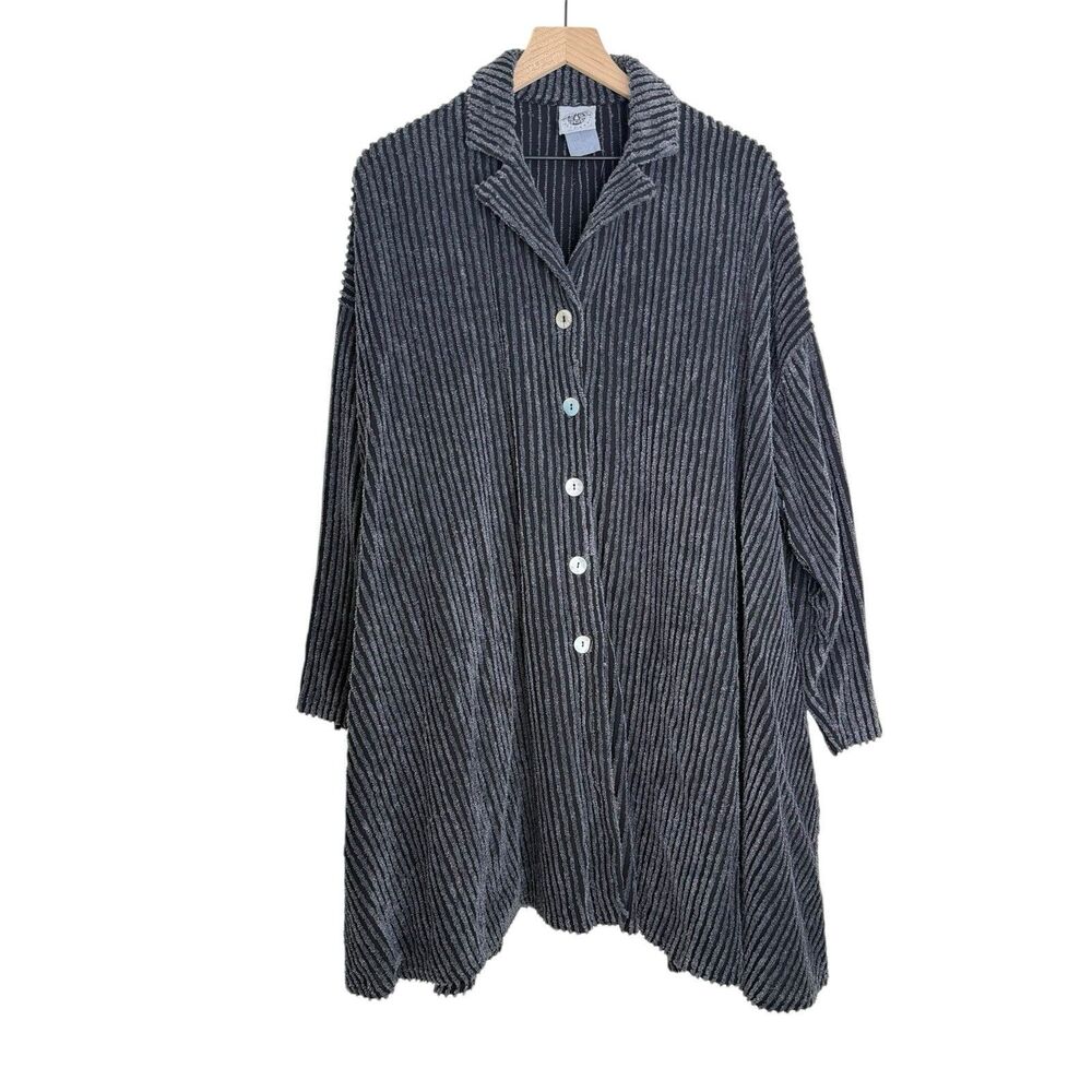 Tom Tom California Vintage Lagenlook Textured Corduroy Jacket One Size Blue READ